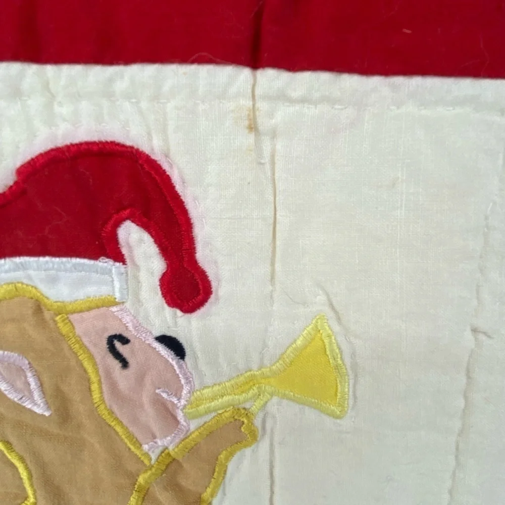 Vintage Pacific Ent Christmas Bear Monkey Embroidered Quilt 60x47